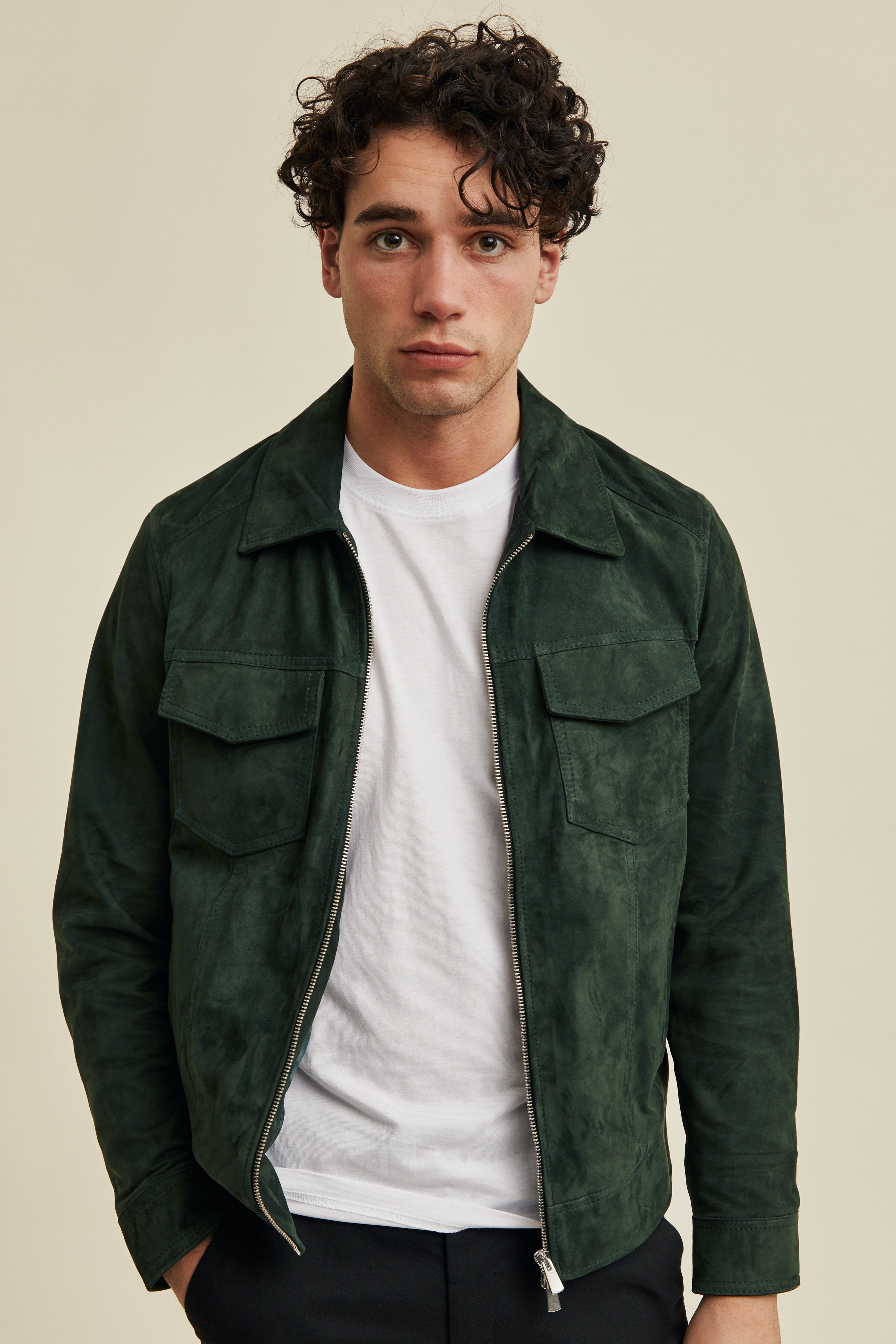 dark green suede jacket